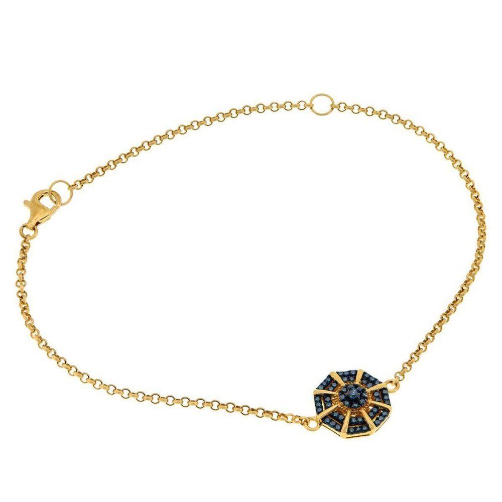 Colleen Lopez Gold-Tone .30ctw Blue Diamond Bracelet, 6-3/4" to 8-3/4"